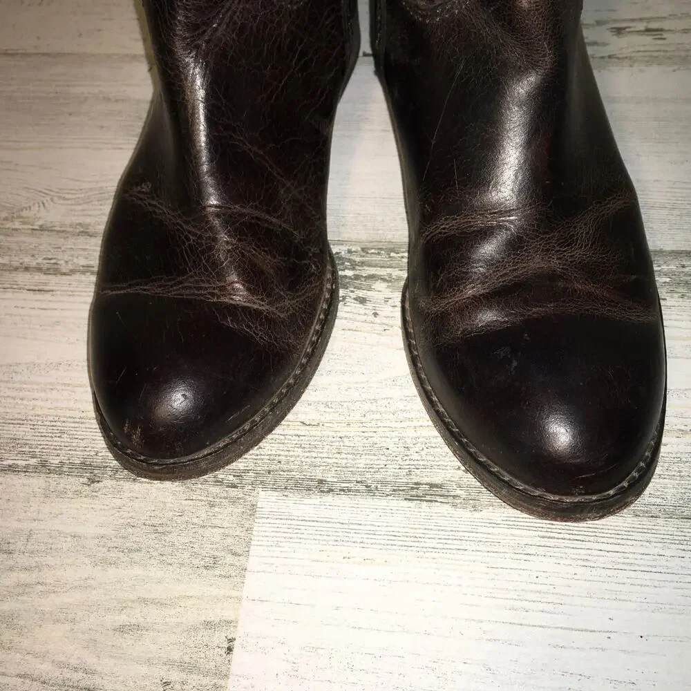 Lucchese Spirit Bailey Croc Embossed Leather Riding Boot Womens 6 Brown Tall